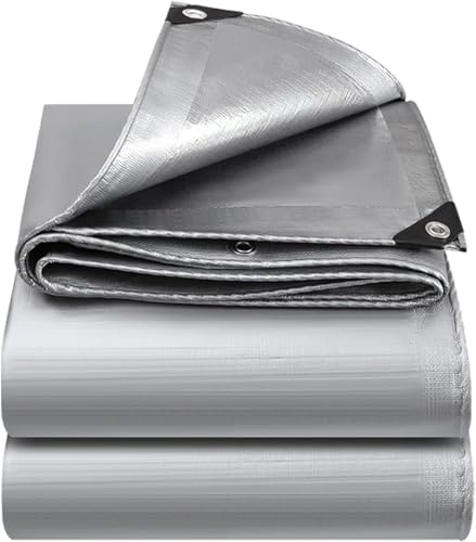 Lona de Cobertura, 3 x 5 m, Plateado, Impermeable con Ojales, 130 g/m², Resistente a los rasguños, a los Rayos UV, antimoho, Lona Multiuso para Muebles de jardín, Madera, Auto