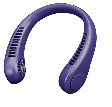 Purple Rechargeable Neck Fan Portable Hands-Free Bladeless Fan with 3 Speeds USB-C Personal Cooling Fan Quiet Wearable Mini Fan for Travel Office Gym Outdoor Summer Use