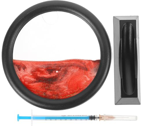 WESIEVYA 3D Sandkunst Sanduhr mit Beweglichem Sand aus Abs und Wasser Rundes Design zur Beruhigung des Geistes Tischdekoration für Büro und Geburtstag