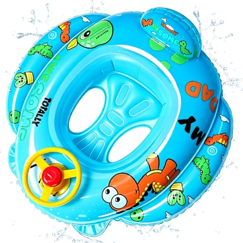 Dinosaurio Flotadores Bebé, Flotador de Piscina con Asiento y Volante, Dinosaurio Anillo de Natación para Niños, Bebé Flotador de Natación Inflable, Juguetes de Piscina para Niños de 6 A 48 Meses-A
