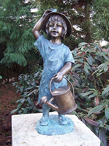 H. Packmor GmbH Bronzefigur Mädchen mit Gießkanne Wasserspeier - Dekoration für den Garten - 25x64x20 cm