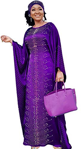 HD Robe caftan africaine longue avec perles et strass pour femme