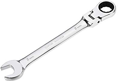 sourcing map Llave combinada de trinquete de cabeza flexible de 8 mm, métrica, 72 dientes, 12 puntos, herramientas de llave inglesa, Cr-V