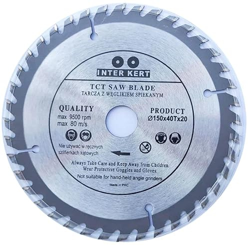 150 x 20 mm, lama per sega circolare per legno con 40 denti TCT inclinati