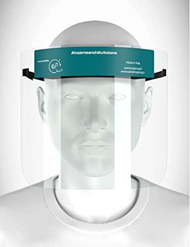VISIERA PROTETTIVA-VISOR- CERTIFICATA CE - DPI II CAT. Protezione completa da schizzi e droplets. Prodotta in Italia con materiali di alta qualiTà e resistenti. Sanificabile e riutilizzabile.
