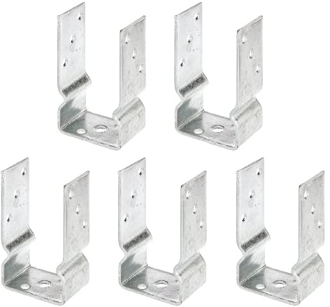 Alberts 215392 U-Pfostenträger | zum Aufschrauben oder zum Einbetonieren | feuerverzinkt | lichte Breite 81 mm | 5er Set