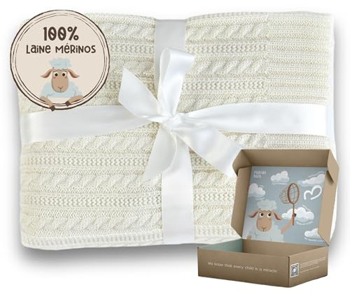 MIRARI Manta para Bebé de Lana de Merino 100% - 75 x 100 cm - Equipamiento Inicial para Recién Nacidos - Manta para Cochecito - Regalo
