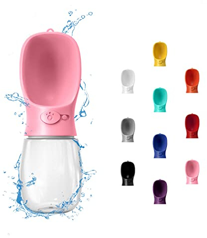 WePet Bouteille d'eau Portable pour Chien 350ml - Distributeur Anti-Fuites avec Abreuvoir Intégré - pour Randonnée, Voyage et Promenade - Plastique Alimentaire sans BPA