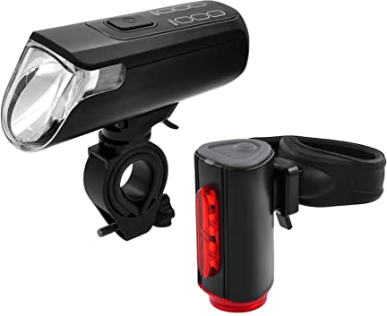 FISCHER USB Beleuchtungs-Set | Bodenleuchte für mehr Sichtbarkeit und Schutz | Frontlicht 60 Lux, Schwarz