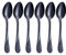 Juego de cucharas de postre negras, 16,5 cm, acero inoxidable, cucharadita negra brillante, cuchara de café espresso, juego de 6