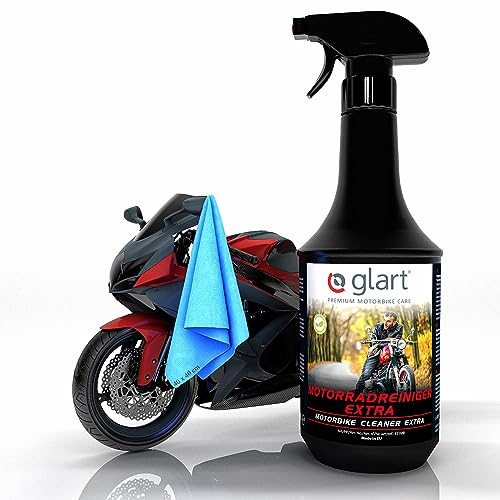 Glart 451MR - Detergente Professionale per moto da 1.000 ml, Set Completo con Panno in Microfibra da 40x40 cm Incluso, per Una Pulizia Senza acidi e la Manutenzione di Moto e Scooter