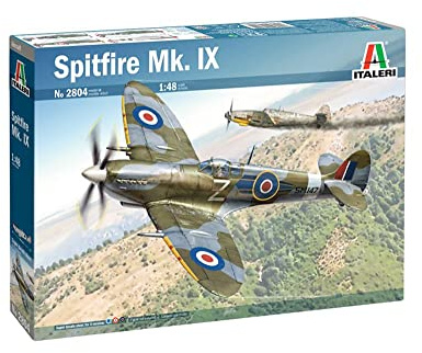Italeri 2804 1:48 Brit. Spitfire Mk.IX-Modellbau, Bausatz, Standmodellbau, Basteln, Hobby, Kleben, Plastikbausatz, detailgetreu, Mehrfarbig, Mittel