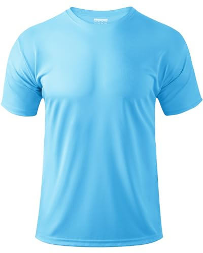 Boladeci Mens Rash Guard Short Sleeve Swim Shirt UPF SPF Lightweight Summer Clothes for Hot Weather Sport Athletic Hiking X-Large Water Blue Tee Shirt Top