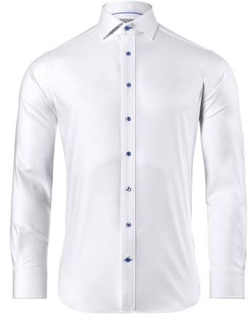Vincenzo Boretti Camicia, Regular-Fit/Taglio Giusto, Morbido Twill - Non-Stiro Bianco 41-42