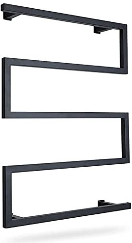 Scaldasalviette Scaldasalviette Elettrico Scaldasalviette Stendibiancheria Moderno Nero Acciaio Inossidabile 304 Bagno A Parete Radiatore Scaldasalviette Con Interruttore Led Impermeabile, Plug In (Ca