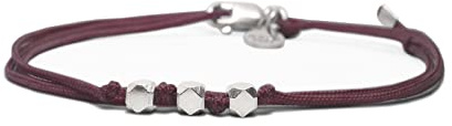 Nato Cuff - Bracciale Argento 925 Wrap avvolgente in Nylon a doppio involucro - Fatto a mano in Francia - Regolabile - Gioiello Uomo o Donna (Bordeaux)