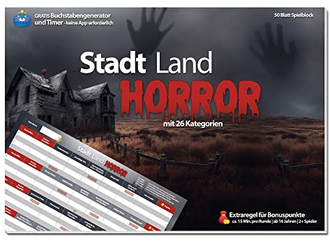 Der Krämer Stadt Land Horror (DIN A4) Spielblock | Partyspiel | Geschenkidee | Stadt Land Fluss