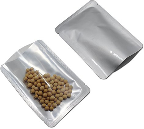 100 stycken öppna vakuumförseglade Mylar-påsar varmpåsar för förvaring av matprover aluminiumfolie förpackning med skåra 15 x 22 cm