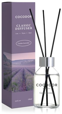 COCODOR Classic Reed Diffuser/Garden Lavender/100ml/1 Pack/Scent Diffuser with Sticks Home Fragrance Reed Diffuser for Bathroom Shelf Décor