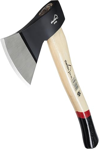 siwitec Holzaxt SH-80, Axt mit Hickory-Stiel und C45 Carbon Klinge, Länge: 36 cm, Kopfgewicht: 800 g, Beil, Spaltaxt Holz, Universalaxt, Beil