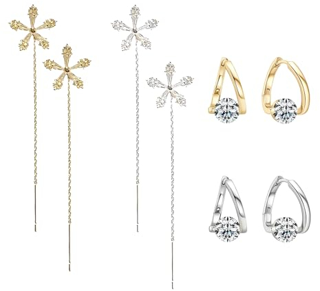 FCXQG 4 Paare Lymphdrainage Ohrringe - Magnet Ohrringe Damen, Schlankheitsohrringe (Ohrdrahttyp + Ringtyp)