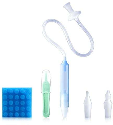 Baby Nasal Aspirator with 25 Hygiene Filters 2 Silicone Tips with Nose Cleaning Tweezer