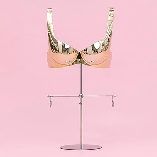Schneiderpuppe Halbkörperschaufensterpuppe Weiblich für BH-Set, Metallständer Mannequin Torso Büste Kleiderform Kleidung BH Display, Unterwäsche-Schaufensterpuppe zur Wandmontage ( Color : Gold )