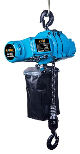 KATSU Tools Mini palan électrique à chaîne, levage jusqu'à 500 kg, hauteur de levage de 3 m, alliage d'aluminium, système de contrôle électrique, crochet en acier forgé, outil de levage de grue