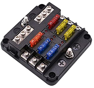 Sicherungskastenhalter 12 V 32 V Abdeckung Sicherungskasten M5 Bolzen mit LED-Anzeigeleuchte 6 Wege 12 Wege Klinge for Auto Auto Boot Marine Ersatzsicherung (Color : 6 Way with Led)