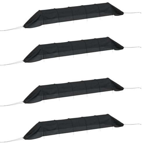 vidaXL Netztunnel 4 STK., Pflanztunnel mit 6 Metalldrähten, Folientunnel für Gemüse Pflanzen Blumen, Schutztunnel Frühbeet, Schwarz Stahl Polyethylen