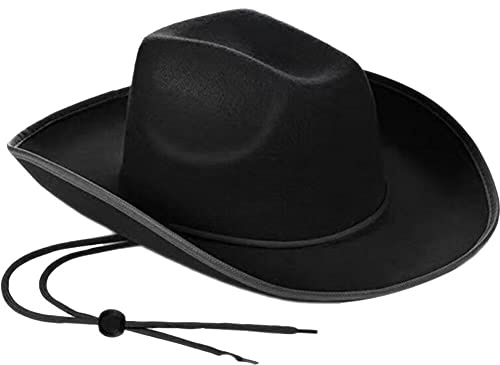 Zghhc Cowboyhut Aus Filz, Texanischer Country-cowboyhut, Cowboy-jazzhut Kordelzug Hals, Für Erwachsene, Einfarbig, Cowboy-Cowgirl-krempe, Westernkappe, Themenparty