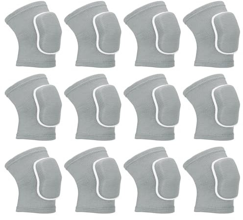 PATIKIL Taglia Ginocchiere Protettive, 6 Paia di Ginocchiere Spugna per Pallavolo, Traspiranti, per Ballo, per Donne e Uomini, Calcio, Basket, Allenamento, Grigio