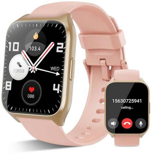 Reloj Inteligente Hombre Mujer, 1.85 Smartwatch con Llamadas y Mensajes, con Pulsómetro/Monitor de Sueño,112+ Modos Deportivos Pulsera Actividad, IP68 Impermeable Smart Watch para iOS Android, Rosa