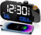 VOSFEEL Despertador con proyección, 12/24 H, repetición, Despertador Digital (Negro)