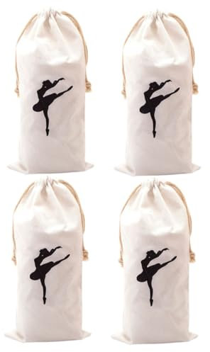 BELLIFFY 4stücke Ballett Schuhbeutel Strapazierfähigem Canvas Kordelzug Aufbewahrungstaschen Für Tanzschuhe Leicht Und Tragbar Stilvolles Design Mit Tänzer-
