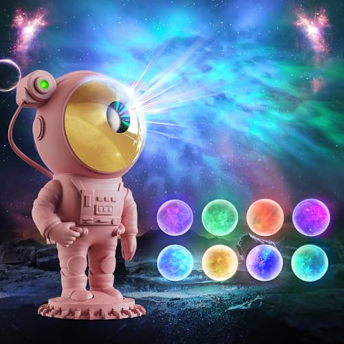LPONGPOCUI Proyector astronautas cielo estrellado, proyector led Galaxy con mando a distancia, proyector Galaxy Light para adultos, decoración de habitaciones, regalos para niños y adultos (rosa)
