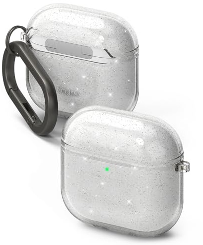 Ringke Air Compatibile con Cover AirPods 4, Custodia Leggero Resistente ai Graffi TPU con Moschettone e Portachiavi - Glitter Clear