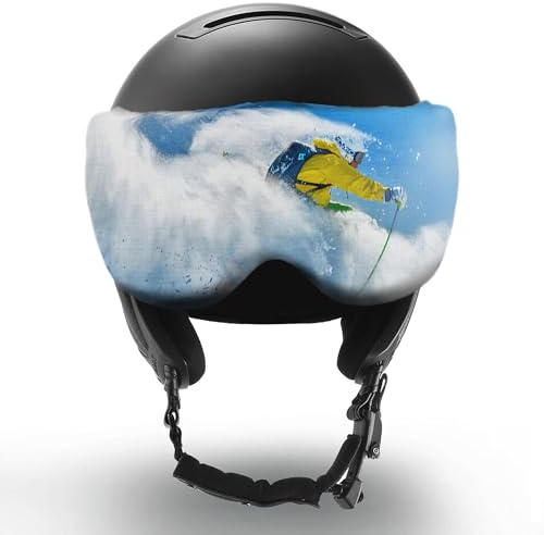 Two Horizons Skihelm Visier Schutz | Visierschutz für Skihelme mit Visier | Schutz vor Kratzern | Mikrofaser Putztuch | Ski Helmet Visor Cover | Visierhelm Schutz Überzug elastisch | Kratzschutz