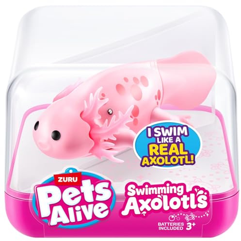 Pets Alive Swimming Axolotl - Rosa - Sumérgete en un mundo encantador de diversión submarina con mascotas vivas nadando ajolotes. - Incluye: 1 x Axolotl, 1 x guía de coleccionista