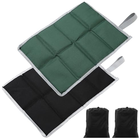 HAOYULUO 2 Stück Outdoor Sitzkissen Faltbar,Sitzkissen Outdoor Thermo,Sitzkissen Wasserdicht mit 2 Aufbewahrungstaschen,Geeignet für Reisen im Freien, Picknick, Wandern usw. (Schwarz + Grün)