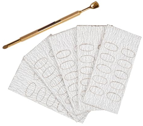SAFIGLE Repousse-cuticules Métal Inoxydable Grand Format Double Tête Outil Dissolvant De Cuticules Pour Soins Des Ongles Professionnel Usage Manucure Pédicure Avec 50 Papiers Abrasifs Grain 240