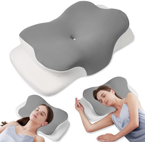 MULISOFT Memory Foam Kissen, bequemes Kissen, stützendes Nackenkissen, ergonomisches Seitenschläferkissen (grau)