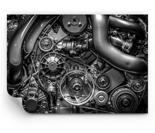 ARTTOR Papel pintado de papel no tejido Standard - Motor Mecánico Metal - 200x140 cm - Fotomurales XXL Moderna Decorativos Murales Papel tapiz fotográfico Dormitorio Para la sala - WF1AA200x140-5235