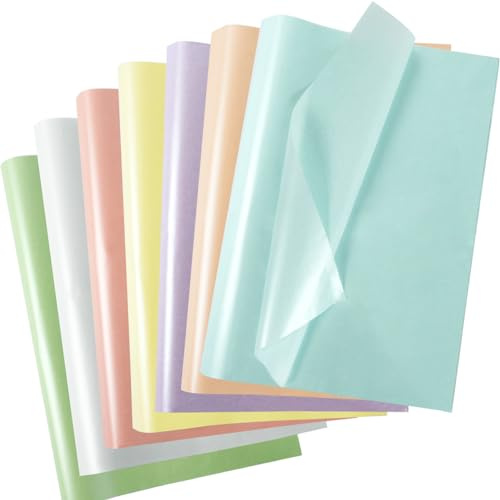 70 Geschenkpapier Seidenpapier, Bunt Seidenpapier Verpackungsmaterial, 7 Farbe Metallic Bastelpapier Seidenpapier mit Perlmutt, Glänzendes Geschenkpapier für Geburtstage, Weihnachten, 50 x 35 cm