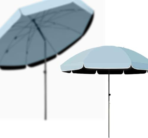 Sombrilla de playa grande de 300 cm, impermeable y resistente a los rayos UV, 8 varillas de acero, altura ajustable, fácil de transportar al aire libre, color azul, 2,8 m