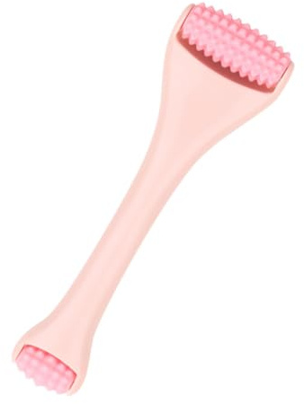 PACKOVE Facial Massage Rolling Stick with Unique Silicone and Abs Design, Easy to Store Ergonomic Eye Cream Lead-in Massager for Face and Eye Care, Pink