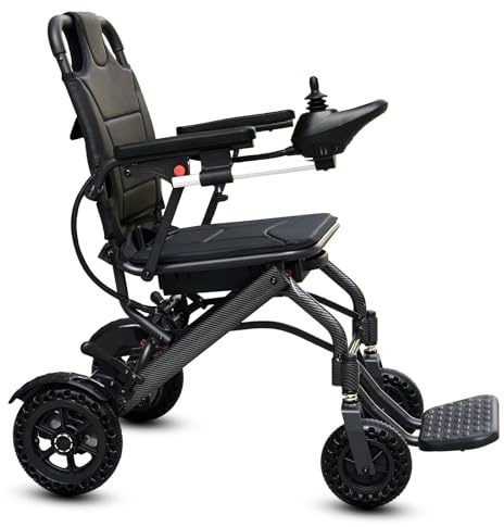 Sedia a rotelle elettrica in Fibra di Carbonio da 19 kg | Viaggi Aerei Approvati dalla FAA | Autonomia da 16 a 20 km | Motore brushless for Tutti i Terreni da 360 W | Sicurezza con Doppio Freno