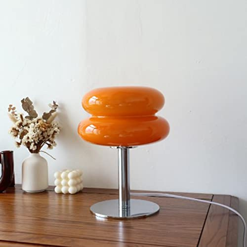 Zerodis Nettes Glas Eiertarte Tischlampe USB -Schreibtisch Lampe Weiches Licht für Mädchen Energieeffizient (ORANGE)