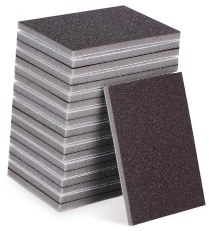 Housoutil 20 pezzi Spugne Abrasivi per Levigatura e Muro Vetrata Floccata Morbida e Versatile per Superfici Curve e Piane Facile da Maneggiare e Trasportare