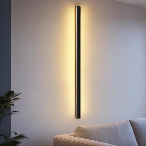 ZMH Wandlampe LED Wandleuchte Wohnzimmer innen - 100CM Modern Schwarz Wandbeleuchtung Flur 34W Up Down Warmweiß Flurlampe Wohnzimmerlampe Bettlampe für Treppenhaus Kinderzimmer Schlafzimmer
